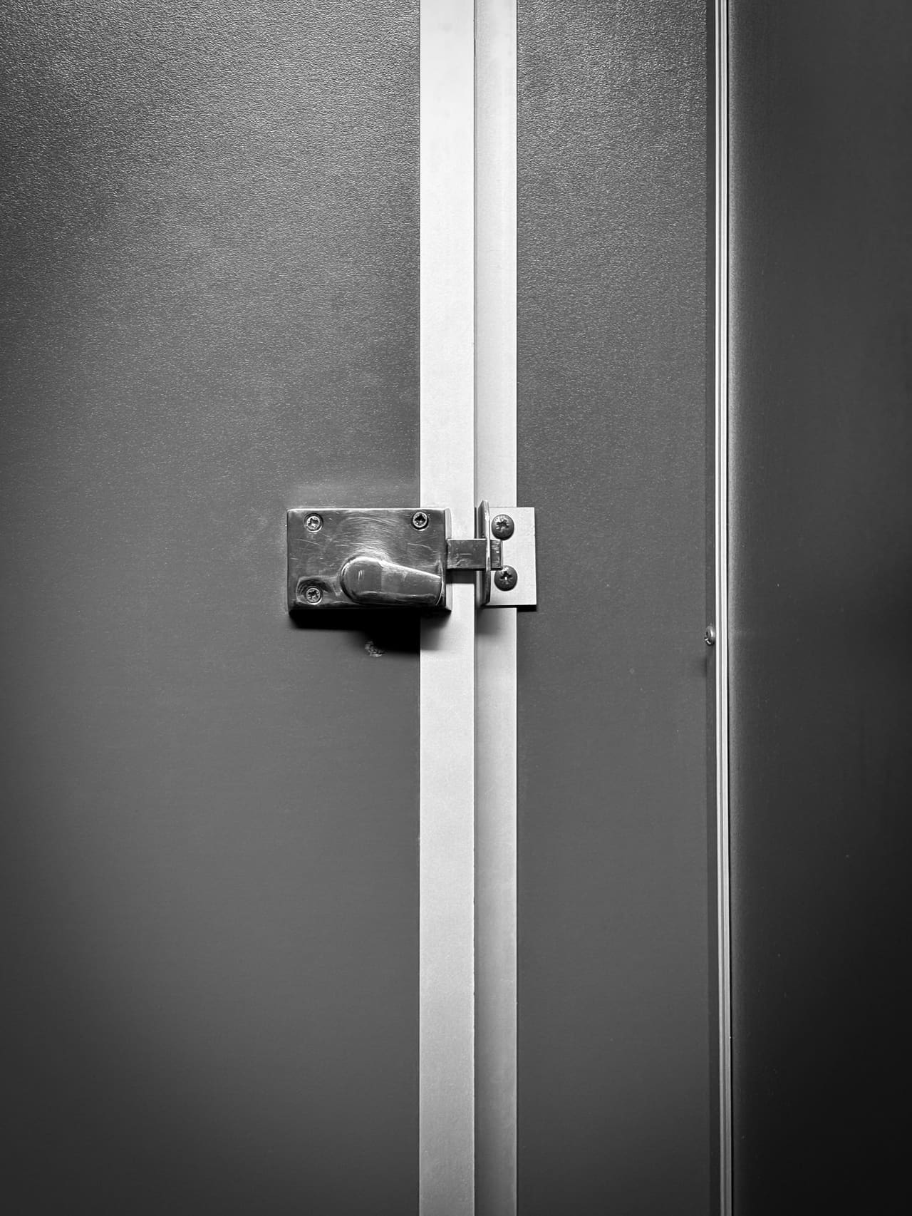Cerrojo de seguridad montado en una puerta metálica